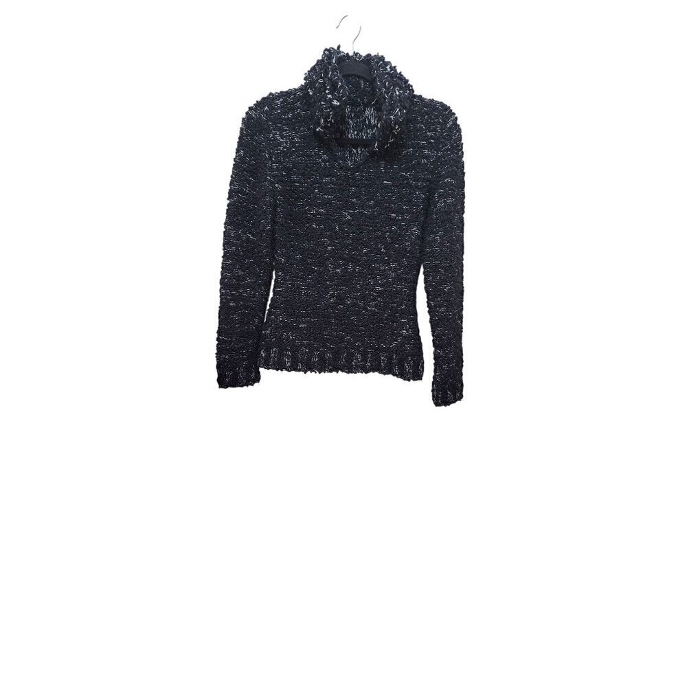 Oscar de‎ la Renta Sweater Womens S Black White Popcorn Knit Wool Blend Italy
